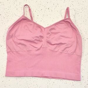 No Boundaries Pink Seamless Rib Texture Demi Cups Brami Top - Size: Large